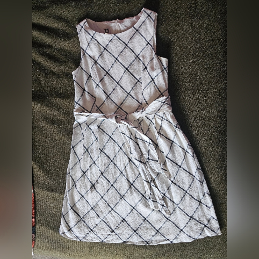 Anne Klein Linen Cotton Plaid Dress